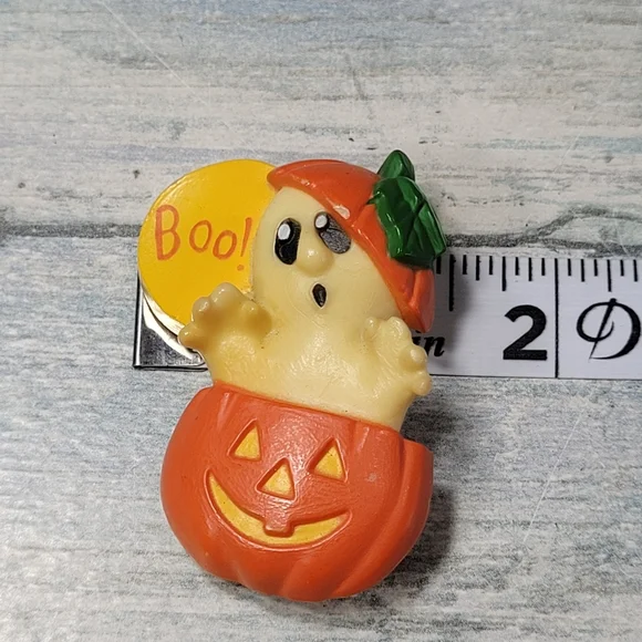 Vintage Hallmark Cards Halloween Ghost Pumpkin Pin - Picture 5 of 7